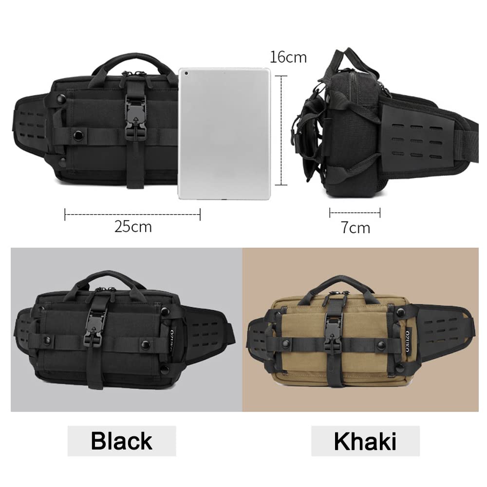 ACEXIER Tactical Men Waist Bag Outdoor Sports Chest Pack Waterproof Shoulder Belt Bag E.DC Crossbody Bags for Hunting Camping Hiking