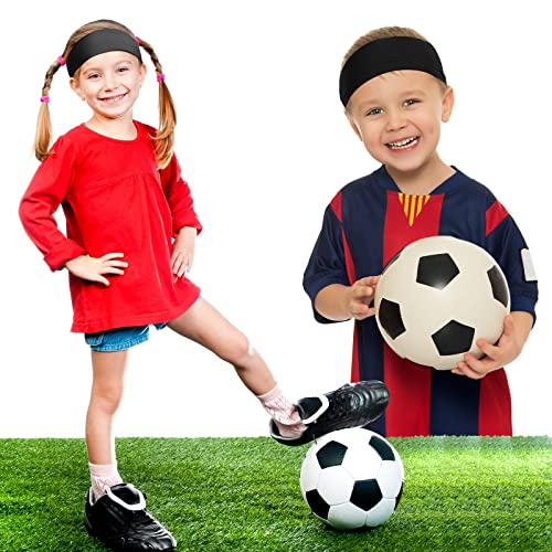 Image of Zhanmai 12 Pieces Boys Headbands 16 Inch Kids Sweatbands, Soft Athletic Sports Head Sweatband Headbands Wicking Elastic Hairband for Girls and Boys