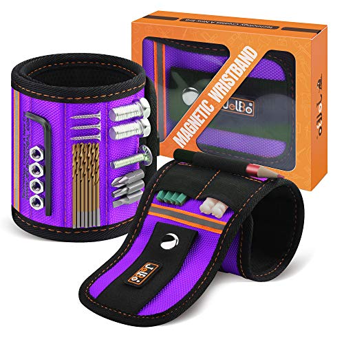 JelBo Magnetic Wristband, Magnetic Tool Belt with 6 Strong magnets for Holding Screws, DIY by Hadnyman, Carpenter, Electrician, Repairman