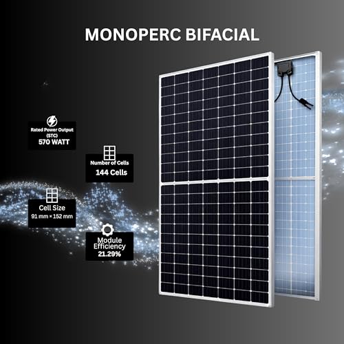 Image of Bluth Solar Solar Panel 550W Bifacial Monoperc 144 Half-Cut Cells High Efficiency Rooftop Solar Pane Kit for Home & Commercial Use 1500V DC IP68 MC4 Connector Black