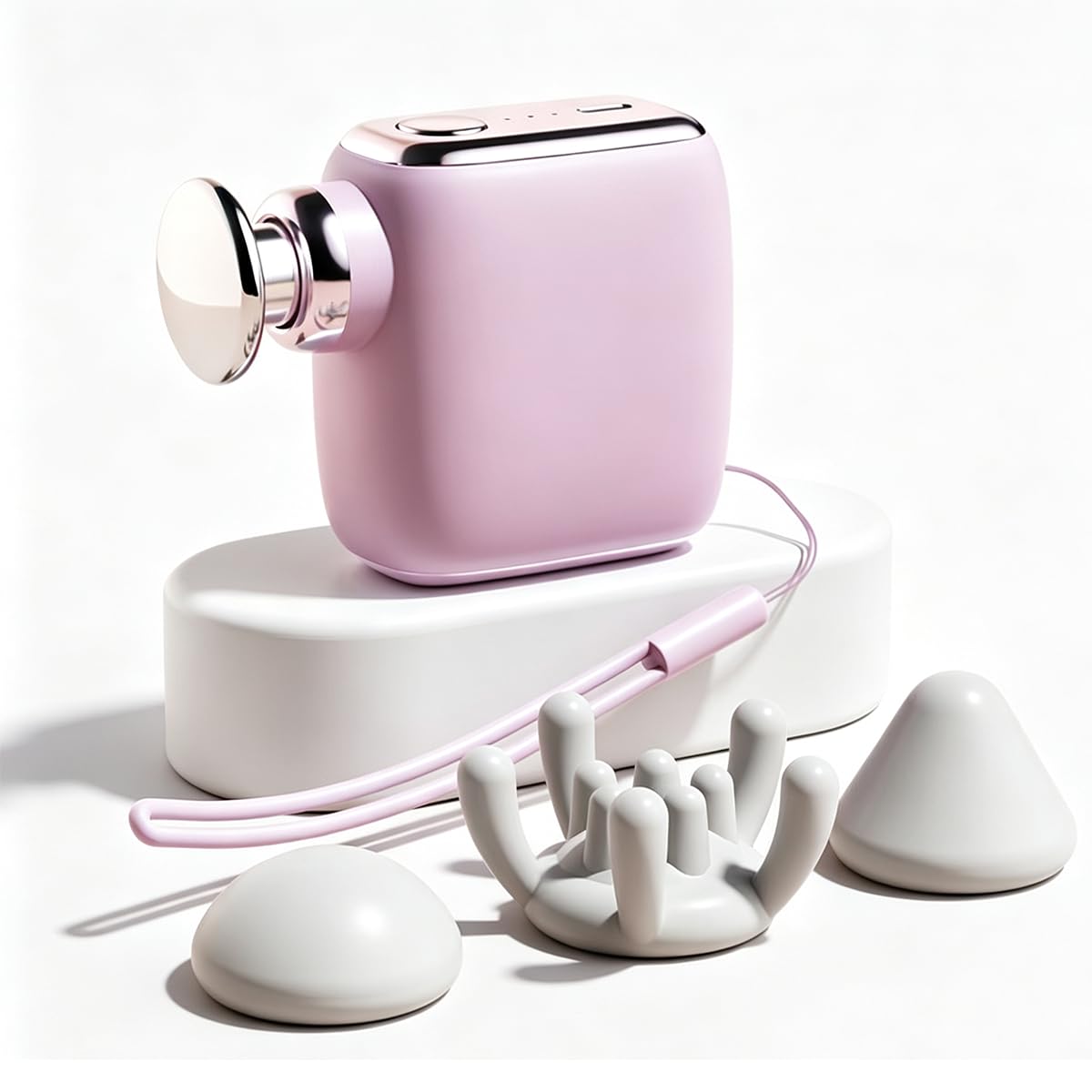 Mini-Massagepistole für Reisen, Handflächengröße, tragbares Muskelmassagegerät mit 3 Köpfen, 3 Geschwindigkeiten, kompakt, ultra-leise, Typ C, 165 g, leicht