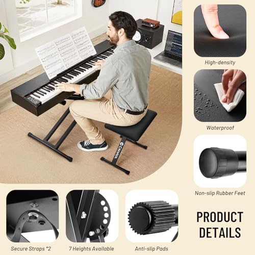 CAHAYA Solution complète Support de clavier et banc de clavier – 6 niveaux réglables en hauteur – Double X-Frame – Pour clavier de 61, 76 et 88 touches – Charge maximale : 168 kg – Noir - Les Beatles, Paul McCartney, John Lennon, RIngo Starr, George Harrison CAHAYA Solution complète Support de clavier et banc de clavier - 6 niveaux réglables en hauteur - Double X-Frame - Pour clavier de 61, 76 et 88 touches - Charge maximale : 168 kg - Noir – Image 5