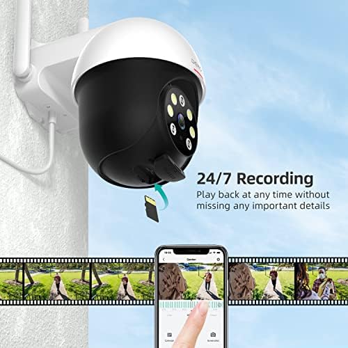 DEKCO 2K Security Camera Outdoor with Motion Tracking & Detection, Home CCTV Camera 360° Pan-Tilt View, Color Night Vision WiFi Camera Support Phone Alerts, 2-Way Audio, Waterproof