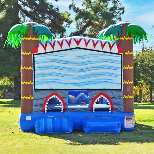 JumpOrange Bounce House Obstacle Course for Kids and Adults (with Blower), Commercial Grade, Basketball Hoop, Pop Up Obstacles, Large Inflatable, Shark Theme - Image 3