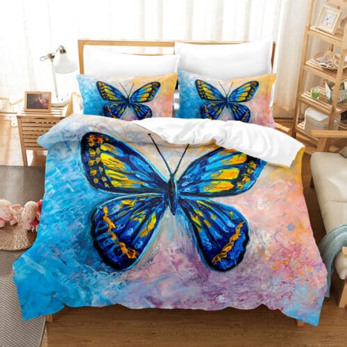 Cadeau Personnalisé Garçons Filles : Housse de Couette Papillon Aquarelle 90x190