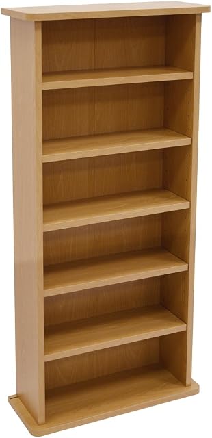 CHAK - 222 CD or 104 DVD Blu-ray Media Storage 6 Shelf Unit - Beech