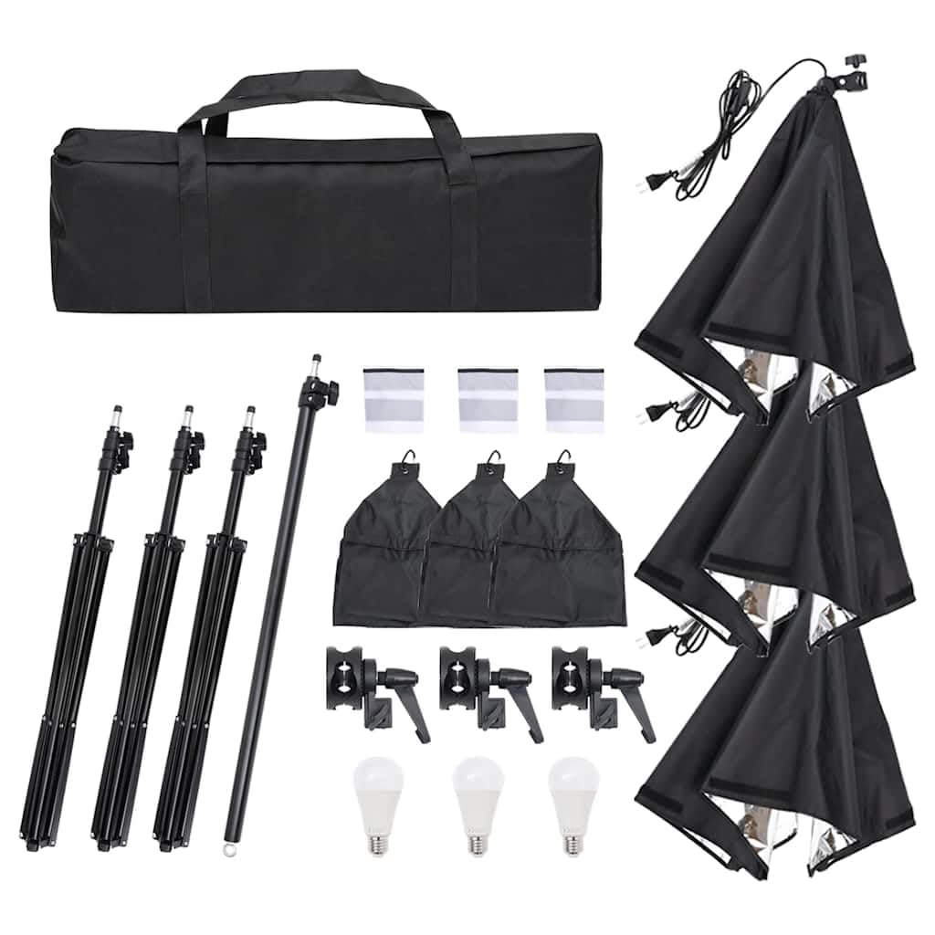vidaXL Kit de Estudio fotográfico con Set de Luces, Fondo y Reflector