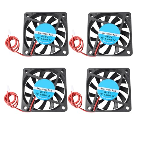 Jopto 4 piezas ventiladores de refrigeración silenciosos sin escobillas 60 x 60 x 10 mm 6010 DC 5V con terminal de 2 pines para impresora 3D ordenador PC carcasa CPU sistema de disipador de calor