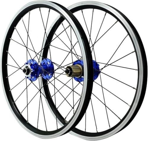 20インチ BMX 406/451 ホイールセット ダブルウォールアルミ合金リム QR ディスクブレーキハブ 24H フロント&リアホイール マウンテンバイク用 ゴールド 451(Blue,451)