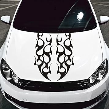 Car Hood Decal Tribal Flame Racing Sticker - Red