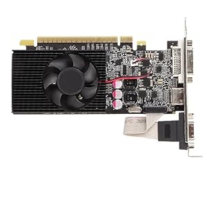 Plyisty GT730 Grafikkarte, 2 GB GDDR3 64 Bit 810 MHz/1300 MHz DVI I VGA PCI Express 2.0 Gaming-Grafikkarte mit Lüfter für Büro und Gaming (GT730 2GB GDDR3)