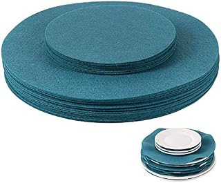 BYKITCHEN Felt Plate Separators, Cyan Felt Plate Divider, China Plate Separators for Protecting and Stacking Your Cookware, 30 Pieces & 2 Different Size