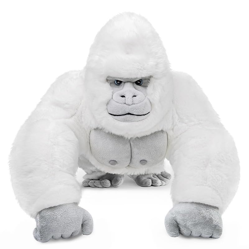 RLOMUTE Gorillas Plush Toy Realistic Stuffed Animal Super Soft Cute for Birthday Companions Bedroom Home Decor Collectible Gift for kids Boys Girls Toys for 3 4 5 6 Year Olds - Albino Gorilla
