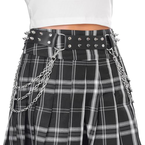 ELABEST Studded Belt Punk Belt Pyramid Waist Belt Gothic Leather Belt Accessories for Women (studded-55in)3