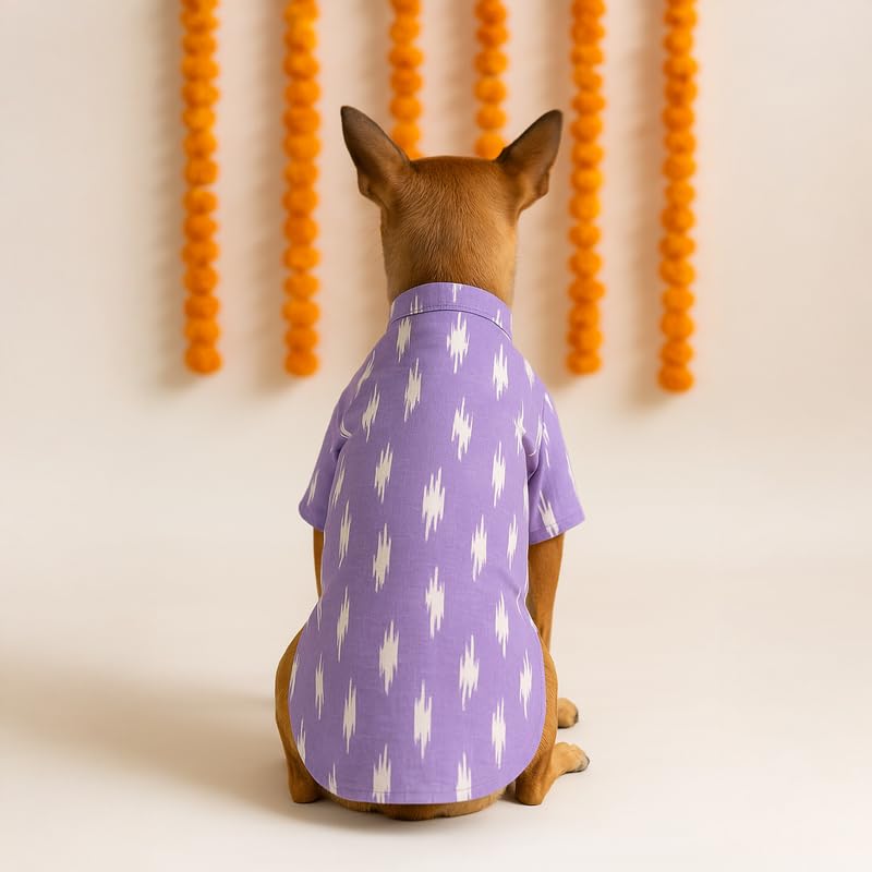 Image of Thunder Tails Soft Cotton Dog Kurta for Small Dogs & 1-2 Month Old Puppies | Comfortable Traditional Pet Apparel for Poodle & Mini Breeds | Ethnic Outfit for Special Occasions (Lavender, Medium)