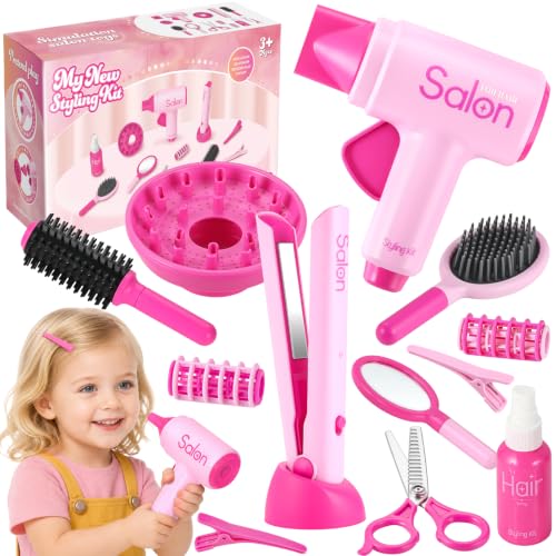 Image of GAGAKU Hair Salon Toys for 3-8 Year Old Girls, Pretend Play Beauty Set with Sound Hair Dryer, Curling Iron, Straightener & Styling Accessories, Role Play Gift for Kids Age 4 5 6 7
