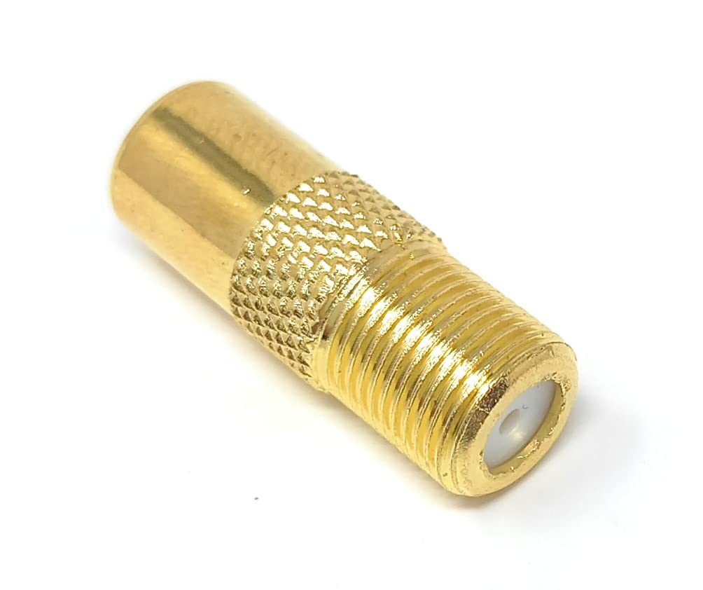 DRUT TV RF Male to F Type Screw Connector Socket Aerial Coax Adapter Coaxial Plug (Gold) - Image 2