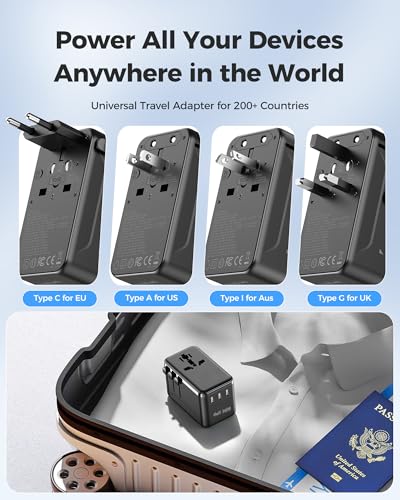 Image of 140W GaN Universal Travel Adapter, 4 USB C /A, 2500W AC, 200+ Countries