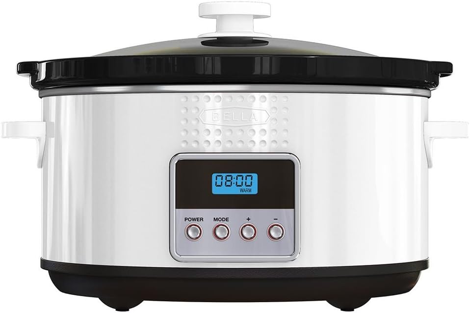 BELLA 13994 Dots Collection Programmable Slow Cooker, 5-Quart, White