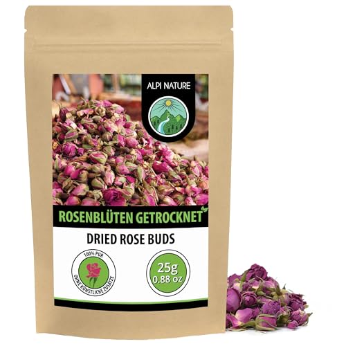 Alpi Nature Rosenblüten getrocknet 25g Rosenblüten Tee Rosentee ganze Rosenknospen getrocknet Rosen Tee lose