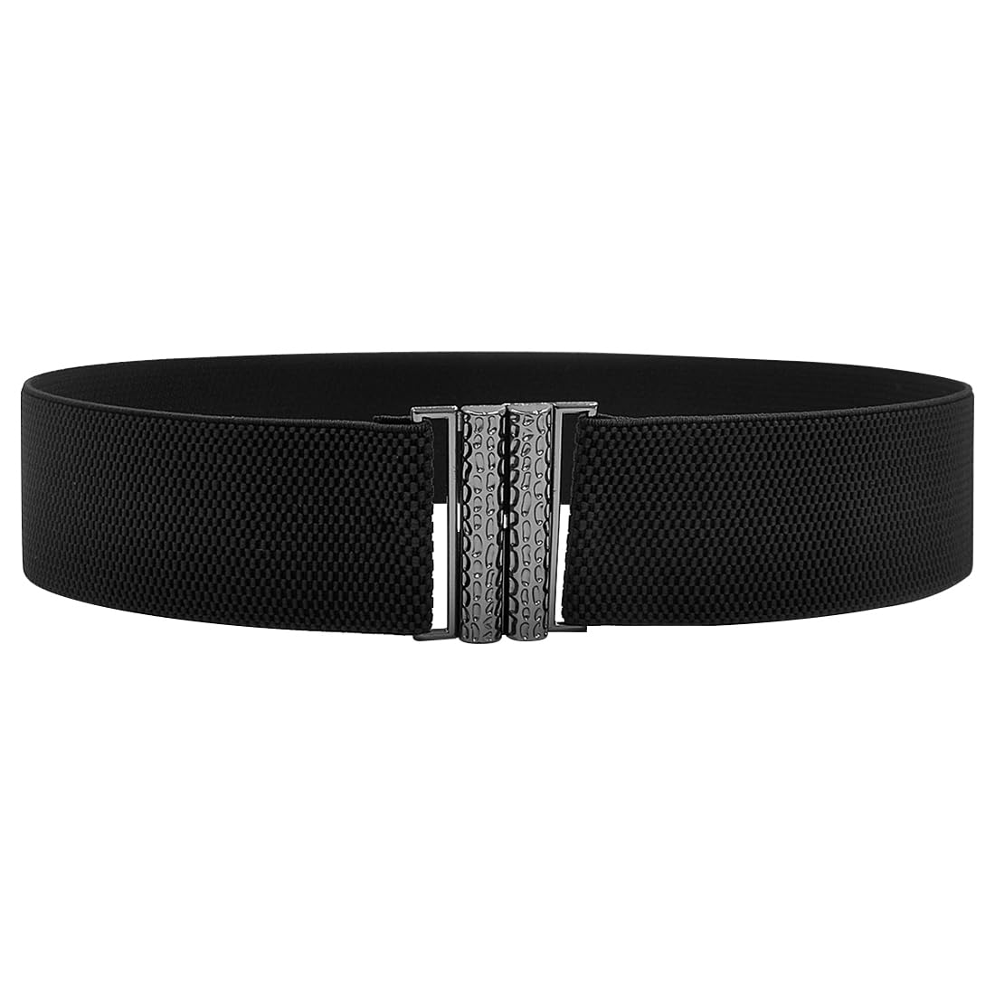 Jamakala Women's Black Wide Stretchy Belts For Vintage Elastic Waist Belts, Adjustable Cinch Belt With Buckle, Trimmer Stretch Waistband, Fashion Belt For Dresses (Black)