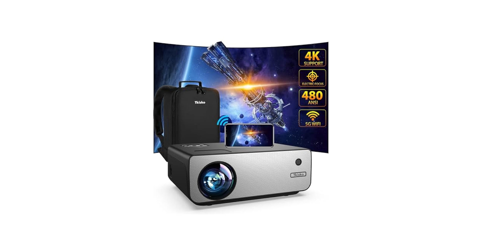 Amazon.com: Tkisko Proyector con Wifi y Bluetooth, enfoque