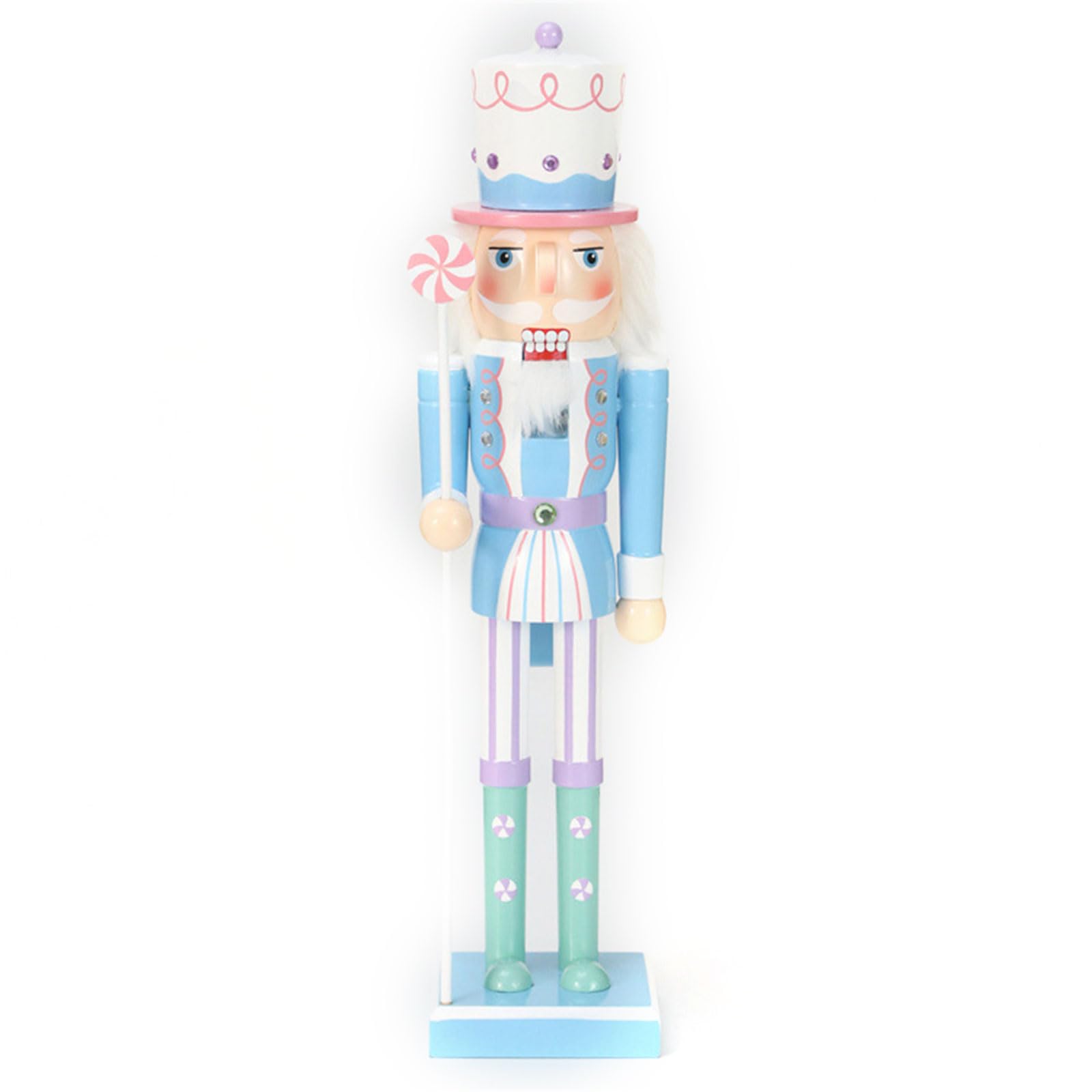 Buxuaaaa Lake Blue Multifunction Christmas Wood Candy Nutcrackers Soldier Ornament 25Cm Decor Supplies For New Year Birthday Wedding Christmas Tree Ornament