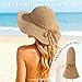 Beach Sun Straw Hats for Women, Floppy Wide Brim Summer Straw Hats, Foldable Packable Roll up Cap Khaki