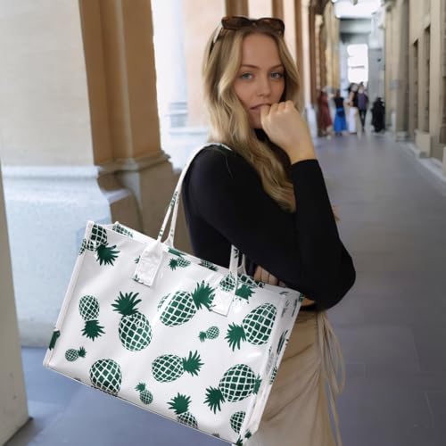 Image of KALIDI PVC Tote Bag Women's Kraft Paper Work Handbags Purses with Top Handle