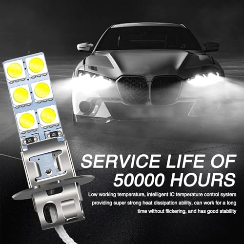 Sephile SEP97 4 Pcs Car H3 Fog Lamp, 12Smd-5050 Chip High-Bright Anti-Fog And Waterproof Light Bulb thumb #4