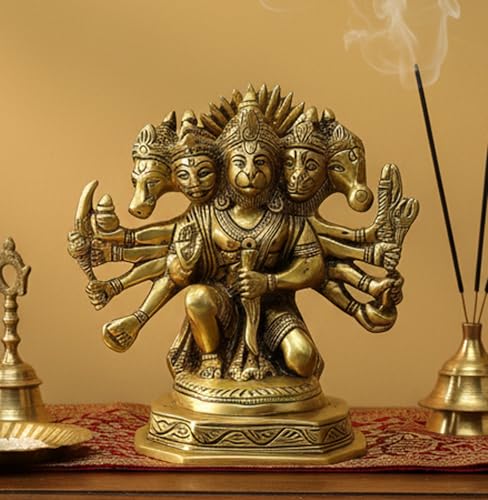 eSplanade Brass Panchimki Hanuman Anjaneya Pavan Putra Bajambali Idol Murti Morti Statue 7"