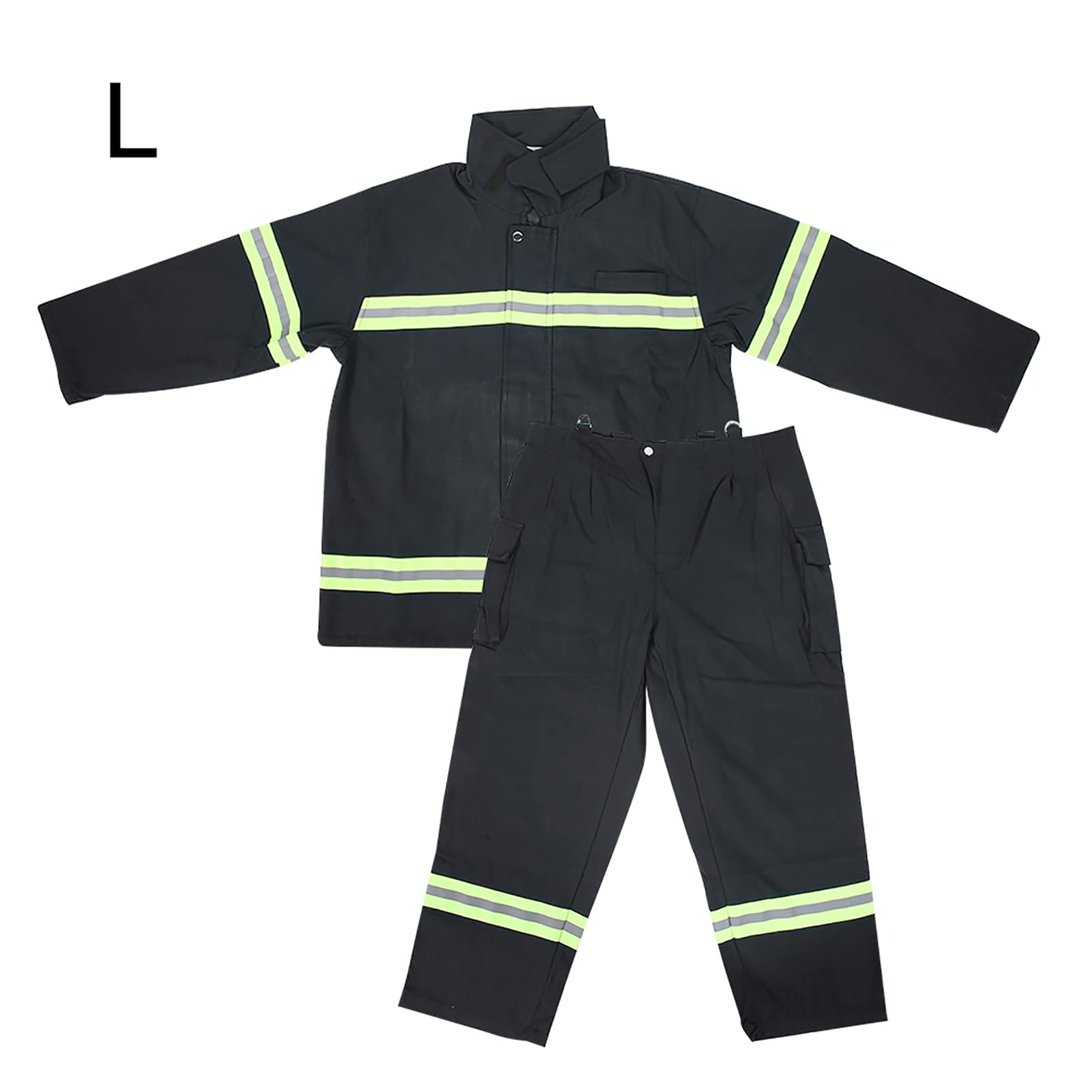 FILFEEL el Traje de Ropa Ignífuga Incluye Abrigo Y Pantalones, Mono de Combate Reflectante de Protección para Bomberos a Prueba de Calor (-20 ° C a + 200 ° C Entorno de Trabajo)(L)