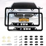 FUNGORGT License Plate Frames for BMW Suitable for American Standard car License Plate Frames, Carbon Fiber Textured Glossy Surface,with Screw Covers,Compatible BMW for Car Plate Bracket 2 Pack