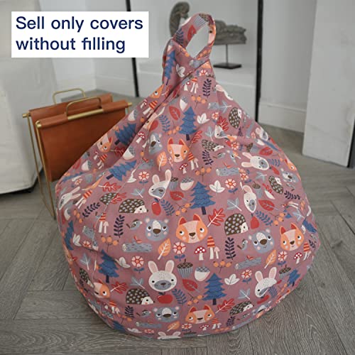 Yuppielife Stuffed Animal Storage Bean Bag Chairs Canvas Cover For Kids(No Filling)/Machine Washable And Durable Toddler Bean Bag Sofa Cover For Room Decor (Forest, 27'') #TOP1