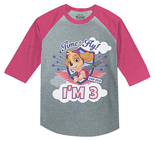 Tstars Paw Patrol Skye Girls 3rd Birthday Gift 3/4 Sleeve Baseball Jersey Toddler Shirt