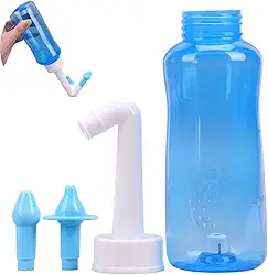 Garrafa de Lavagem Nasal Irrigador Lavador Nasal 300ml Com 2 Bicos Para Sinusite Rinite Irritação Nasal