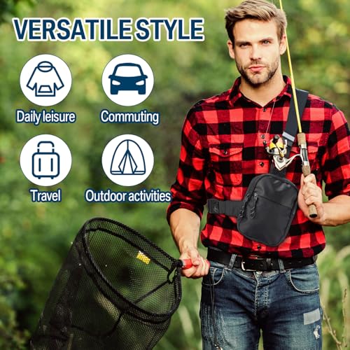 Image of Kajaia 10 Pack Small Crossbody Sling Bags Bulk for Men Fanny Packs Water Resistant Chest Bag Dual Pocket with Buckle Adjustable Strap Lightweight Casual Bag for Workout Travelling Running (Black)