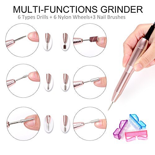 ECBASKET Electric Nail Drill Portable Nail Drill Machine Electric Acrylic Nail File Manicure Pedicure Kit Handpiece Grinder for Acrylic Gel Nails with 3 Nail Brushes for Cleaning