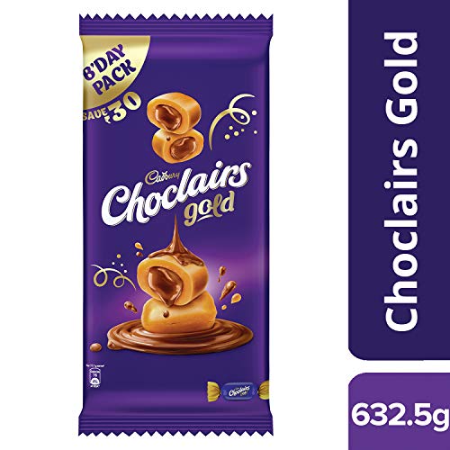 Image of Cadbury Choclairs Gold Candies Birthday Pack, 632.5 g + Cadbury Gems Surprise Chocolate Pack, 17.8 gm (Pack of 6)