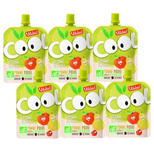 6個セット ヴィタビオ 有機 クールフルーツ 90g アップル・洋なし スムージー 有機JAS認証 オーガニック 果実ピューレ 無添加 砂糖不使用 おやつ 携帯食 フランス製 BIO フルーツピューレ