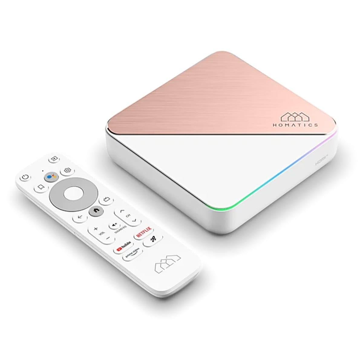 Homatics Box R 4K Plus Android 11 TV Media Player (Chromecast, Google, Netflix, Disney +, Prime Video, Google Play Store, 4K UHD, HDR, WiFi 6, Bluetooth 5.0, Control Remoto por Voz, Blanco)