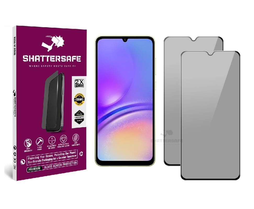 Image of Anti-Spy Privacy Tempered Glass Compatible For Samsung Galaxy A05 [Pack of 2]. 9H Hardness, Anti-Scratch, Edge-to-Edge Protection With Easy Installation Kit & Case Friendly Fit.