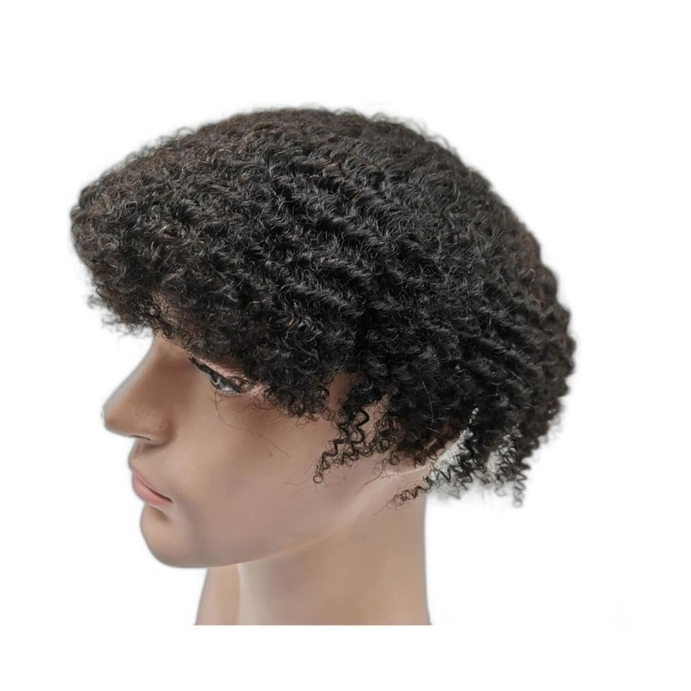 8 mm Afro Curl Men Toupee Full Lace Base Hair pieces