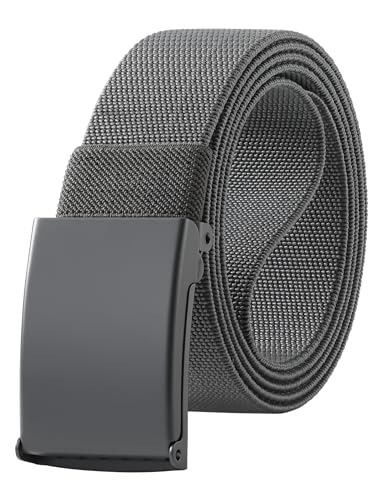 Image of Mile High Life Stretch Canvas Belt for Men, Golf Casual Elastic Web Belt, Top Military Buckle, Adjustable Cut to Fit