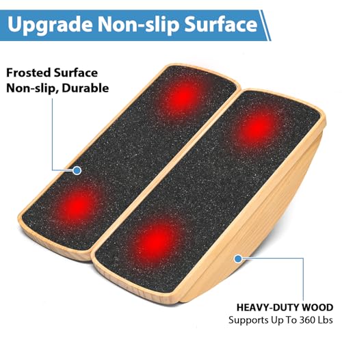 Image of Standing Desk Anti Fatigue Mat Balance Board, Exercise Wooden Wobble Board Stability Rocker Perfect for Office, Workstation, Home, Gym, Kitchen (Split)