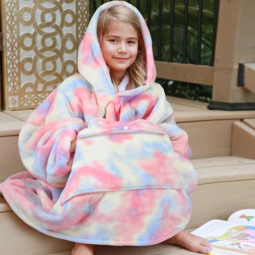 image for Catalonia Cotton Candy Blanket Hoodie for Kids, Oversized Wearable She