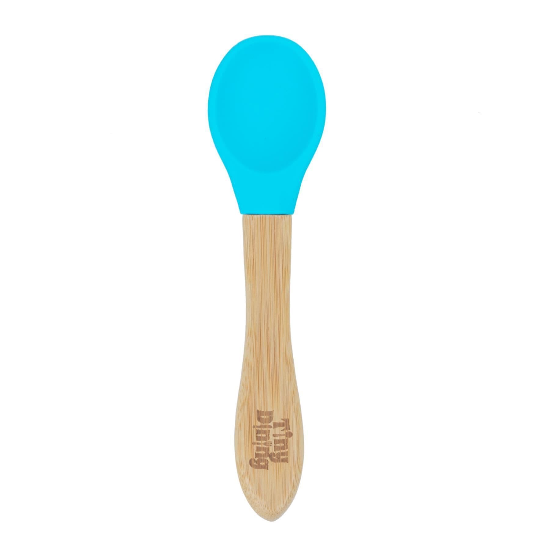 Tiny Dining Children's Bamboo Spoon with Soft Silicone Tip - Blue — image 1