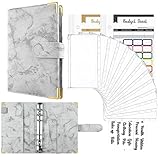 AZNABLE 家計管理 ポーチ お金管理 ファイル 6穴 家計簿 袋分け 予算管理 バインダー A6 (グレー)