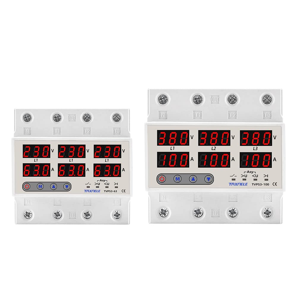 Interruttore Magnetotermico Protezione relè di corrente trifase 100A 63A 60A 220V 3P Limitatore di corrente relè sovratensione regolabile Protezione regolabile Interruttori Automatici(100A without N 3
