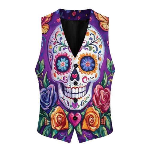 Butterfly Skull Men's Suit Vests Dress Vest V-Neck Waistcoat Slim Business Formal with Pocket4